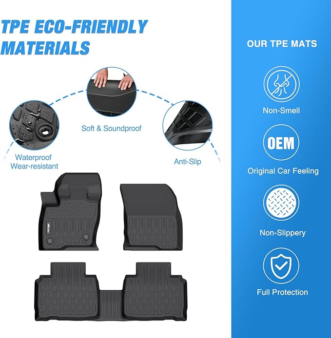 Nilight TPE Floor Mats for Ford Edge 2015 2016 2017 2018 2019 2020 2021 2022 2023 2024 2025 2026 All Weather Custom Fit Heavy Duty Floor Liners