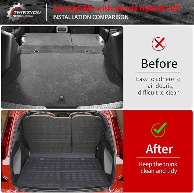 Floor Mats Compatible with 2023 2024 2025 2026 Honda CRV (Include Hybrid) Trunk Mat Cargo Liner All Weather Back Seat Cover CR-V Accessories (Upper Deck, Trunk Mat+Backrest Mats+Floor Mats)