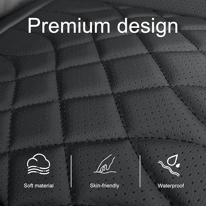 1-Pack Leather Front Car Seat Covers - Bottom Car Seat Covers Fully Wrapped, Non-Slip and Waterproof, Fits Most Vehicles Blac