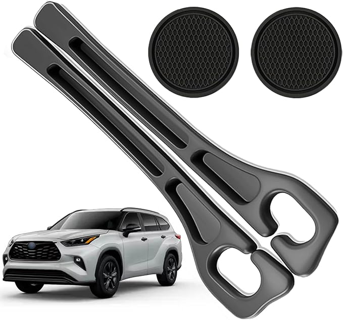 Car Seat Gap Filler Organizer Compatible with Toyota Highlander Accessories Seat Gap Plug Blocker with Storage Slot Non-Slip Car Cup Holder Coaster Black