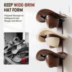 Cowboy Hat Rack for Wall, Cowboy Hat Holder Wall Mount Holds up to 6 Hats, Wooden Western Rustic Metal Hat-Organizer with Arr