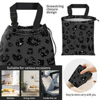 Car Trash Bag Large Hanging Can for Back of Seat, Cute Waterproof Car Garbage Bag for Vehicle, Travelling, Outdoor Cute Glitter Black Leopard