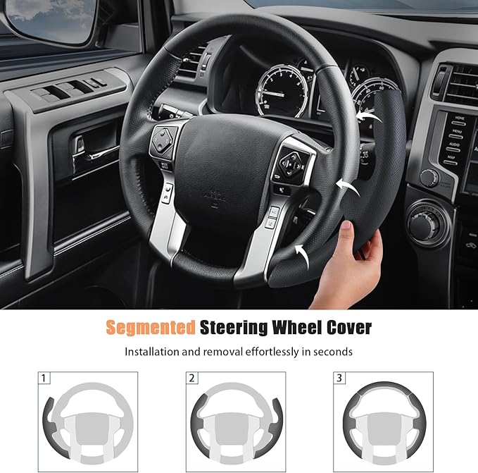 Aimato Customized Steering Wheel Cover for Toyota Tacoma 2012-2023/4Runner 2010-2024/Tundra 2014-2021/Sequoia 2014-2022 Thin,Anti-Slip,Scratch-Resistant Exclusive Car Accessory for Toyota