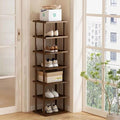 Vertical Shoe Rack - Tall Narrow Shoe Rack Organizer for Small Spaces,7 Tier Bamboo Shoen Shelf for Entryway,Closet,Corner,Do