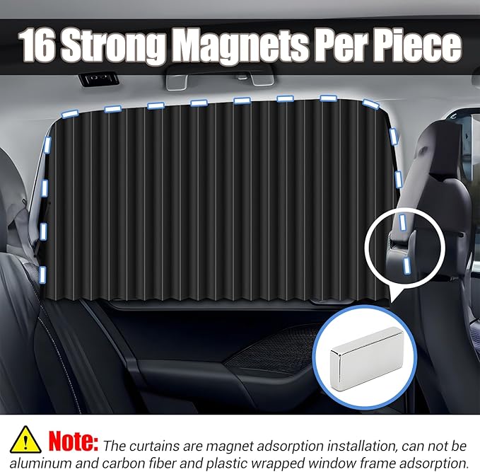 XCBYT Car Window Shades - 2 Pack Side Window Sun Shades 99% Light UV Block Car Curtains for Camping, Napping, Sleeping, Breastfeeding, Cloth Changing