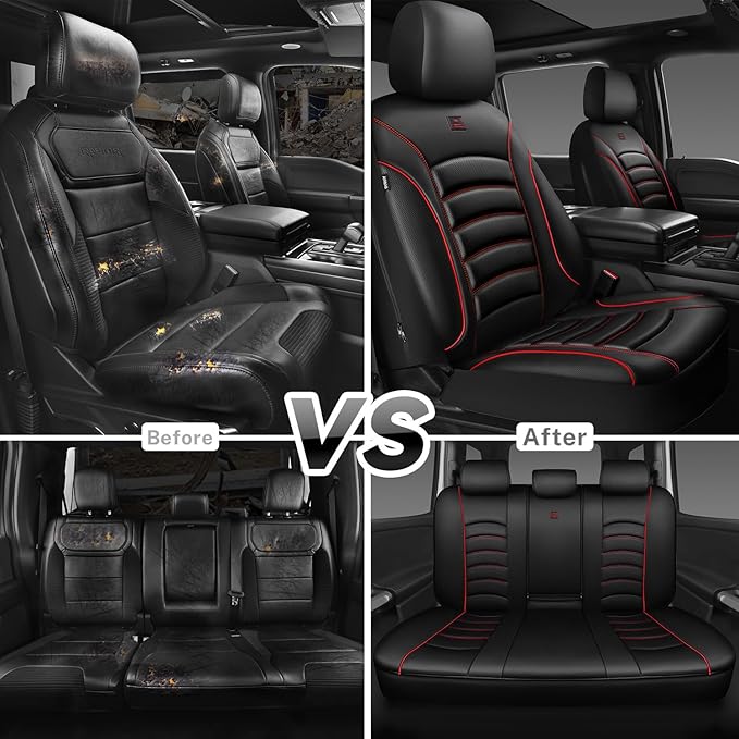CAR PASS 3D Foam PU Leather Car Seat Covers, Universal Seat Covers Full Sets for Trucks SUV Sedan Automotive Seat Covers Armr