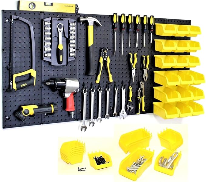 WallPeg 24" x 48" Pegboard Wall Organizer - Kit (PK-312-B) Peg Board Organizer Accessories for Garage pegboard Storage, Tool 