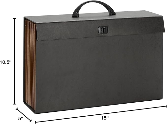 Smead A-Z and Subject Expanding File Box, 19 Pockets, Printed Alphabetic (A-Z)/Subject, Latch Closure, Legal Size, Black (708