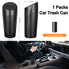Car Trash Can, Mini Car Trash Bin with Lid, Leakproof Cup Holder Car Garbage Can with 20 Trash Bags, Vehicle Front Back Seat Organizers and Storage for Car, Home, Office, Black