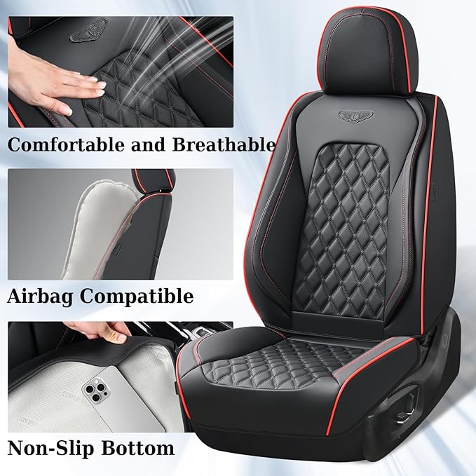 Coverado Front Seat Covers, Wear-Resistant Stain-Proof Cushions, Universal Fit for Most Vehicles, Waterproof Car Seat Protect