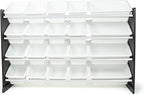 Humble Crew Extra-Large Toy Organizer with 20 Plastic Bins – White/Espresso Storage Rack with 4-Tier Shelves, Anti-Tip Safety