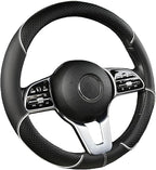 Car Steering Wheel Cover, Premium Nappa Leather Steering Wheel Cover, Non-Slip & Breathable, Universal Fit for 14.5-15 Inch W