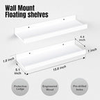 RICHER HOUSE 5 Set White Floating Shelves, Wall Mounted Shelves for Wall Decor, Modern Picture Ledge Shelf with Lip for Stora