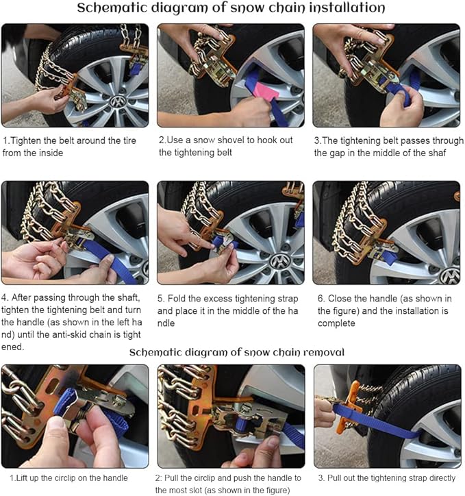 1 Pcs Tire Snow Chain, Snow Chain Car Anti Slip Tire Chains Anti Skid Tire Snow Chains for Car SUV Trucks (S 165-195mm)