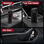 Car Trash Can with Lid, Mini Car Trash Cup with 30 Additional Trash Bags, Car Accessories for Interior, Leakproof Vehicle Garbage Bin for Car, Home, Office - 2 Packs, Black