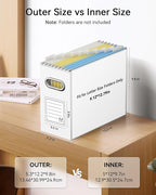 Oterri File Organizer Box, Portable Collapsible Cardboard File Folder Organizer with Handle for Letter Size Hanging Files, Do