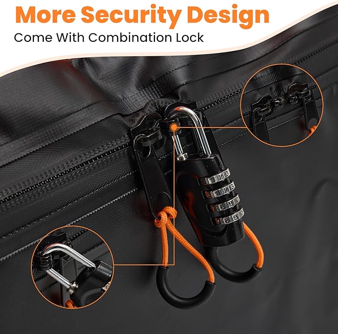 DUMOS Car Rooftop Cargo Carrier 15 Cubic Feet, Car Roof Waterproof PVC Bag, with Anti-Slip Mat,Combination Luggage Lock, Reinforced Straps & Door Hooks,Fit Vehicles with/Without Roof Racks