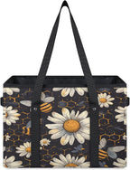 Reusable Grocery Bags Heavy Duty Shopping Bags Foldable Large Tote Bags with Long Handles & Hard Bottom