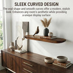 MyGift 32-Inch Premium Curved Oval Solid Wood Floating Shelf, Modern Wall-Mounted Display Rack for Home, Living Room, or Offi