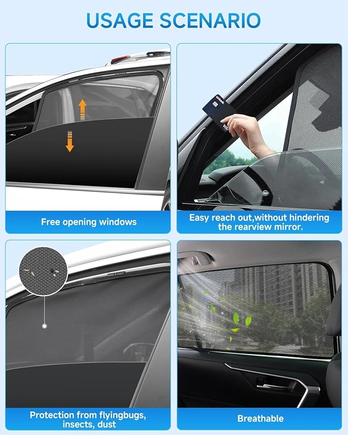 Car Window Shades for Toyota-Highlander(2021-2025),4 Pack Car Window Cover for Baby Sun Shade Blocker Breathable Mesh,Reduce UV Rays & Heat Insulation Privacy Protection for Camping, Travel, Sleep