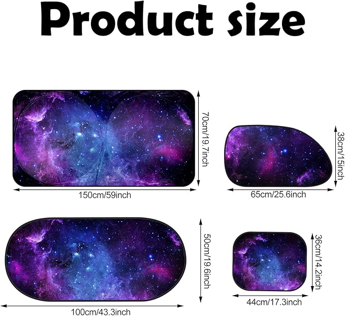 Moukeren 6 Pieces Car Windshield Sunshade Cover Set Car Window Sun Shades UV Rays Sun Visor Protector Auto Windshield Sunshades Cover for Van SUV Truck (Galaxy)