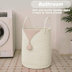 JMvicyroam Large Woven Laundry Basket Hamper,80L Cotton Rope Storage Bin for Blankets,Toys and Clothes,Decorative Tall Nurser
