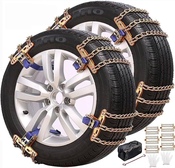 Snow Tire Chains, Universal Car Emergency Anti Slip Snow tire Chains, 6 Pack Winter Security Portable Adjustable Car Tire Sno