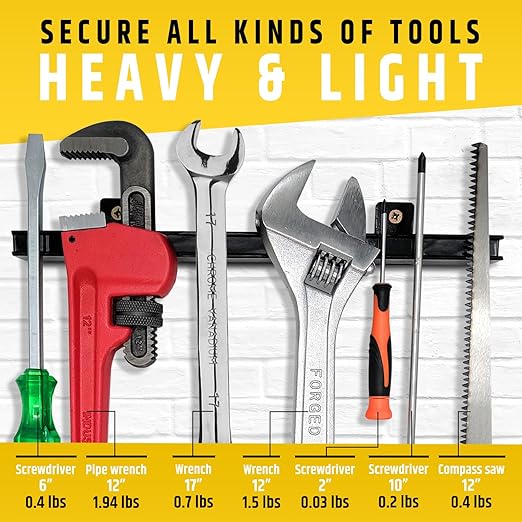 12" Heavy-Duty Magnetic Tool Holders (4 Pack - 48" Total) - Extremely Powerful Magnetic Pull Force to Hold Heavy Tools (Upgra