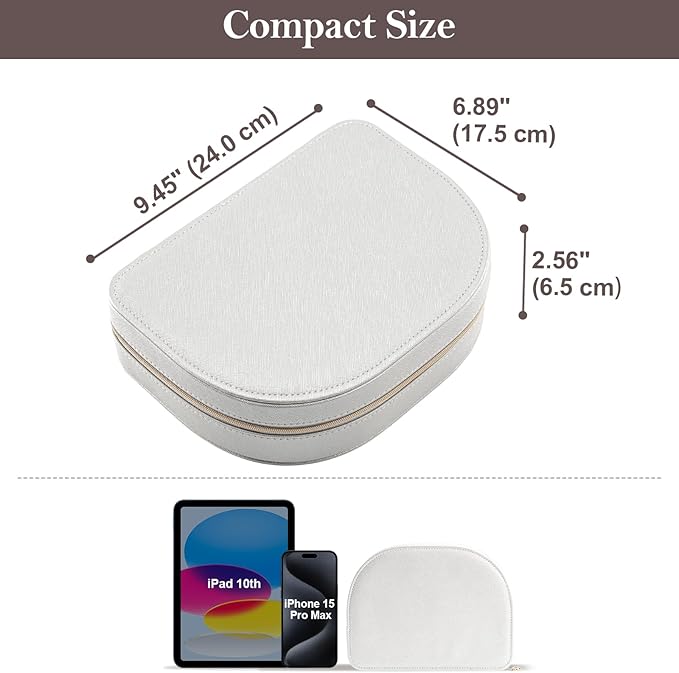 ProCase Travel Size Jewelry Box, Large Portable Seashell-Shaped Jewelry Case, 2 Layer Jewelry Organizer in PU Leather for Wom