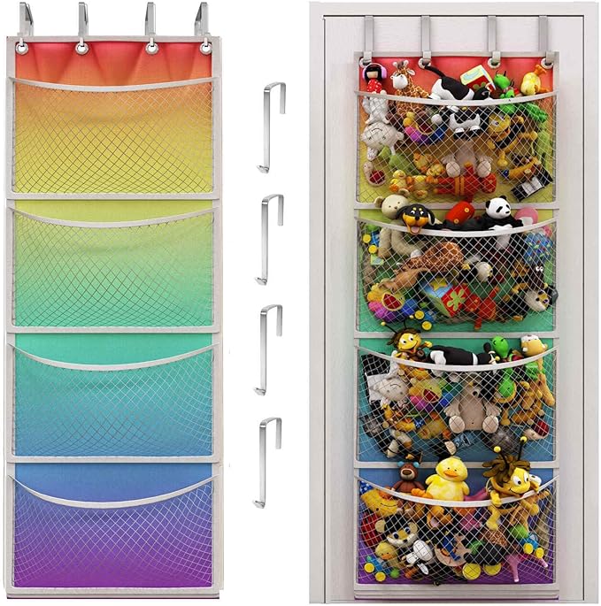 Honeyera The Original Storage for Stuffed Animals, Over Door Organizer for Stuffies, Baby Accessories, Toy Plush organizer, B