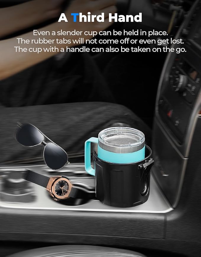 KEMIMOTO Adjustable Car Drink Holder Expander Compatible with Yeti, Stanley, Hydro Flask, Water Bottles and Mugs in 18-40oz, 