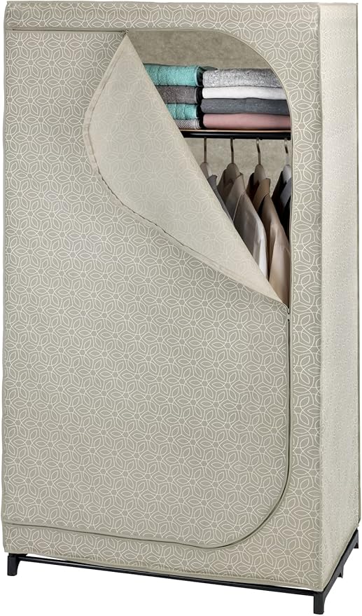 WENKO Balance 64511100 Wardrobe with Shelf Mobile Wardrobe 90 x 160 x 50 cm Beige