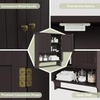 Smuxee Brown Wall Cabinet with Towel Bar - Medicine Cabinet with Adjustable Shelves, Over Toilet Cabinet for Laundry Room