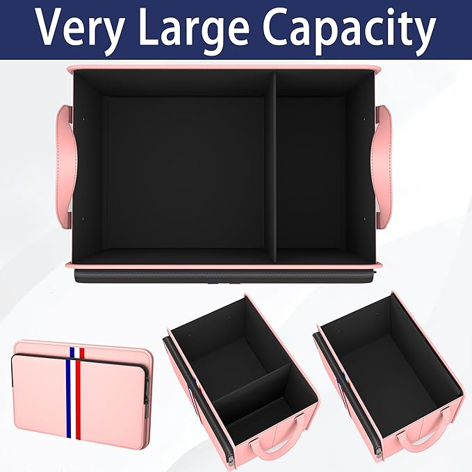 Homeve Trunk Organizer for Car, Waterproof Collapsible 3 Compartments Car Organizer, Foldable Storage for Car Accessories, Too