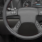MEWANT Hand Stitch Steering Wheel Cover for Chevy Silverado 1500 2003-2006 Glossy PU Carbon Fiber Leather Steering Wrap