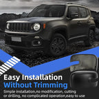 Driver Side Mirror Cover Replacement for Jeep Renegade 2015 2016 2017 2018 2019 - Left Side Mirror Covers, Rear View Mirror Cap Accessories With Lamp, Textured