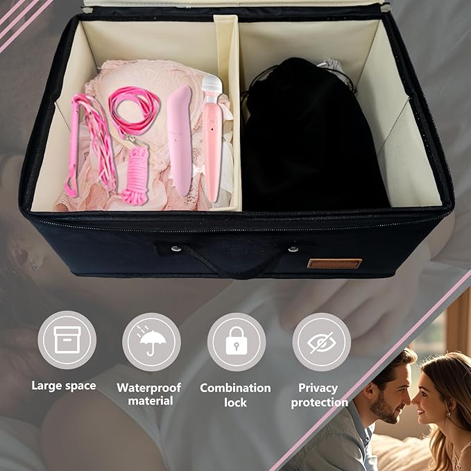 Locking Game Toy Storage Organizer Lock Box Toy Storage Bins Game Toys Storage Bags with 2 Drawstring Bags, Large capacity 15