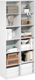 Furinno Basic Book Shelf, 12-Cube Bookshelf, Bookcase with Open Shelf, Cube Storage Organizer, 12 x 32 x 71, for Living Room,