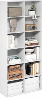 Furinno Basic Book Shelf, 12-Cube Bookshelf, Bookcase with Open Shelf, Cube Storage Organizer, 12 x 32 x 71, for Living Room,
