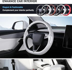 Steering Wheel Cover for Tesla Model 3 Highland(2024-Present)/ Model Y Juniper(2025-Present),Anti-Slip,Comfortable Grip,Breathable,Customized for Tesla Model 3/Y Accessories,Bright White