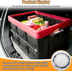 Car Trunk Organizer, Foldable Plastic Cargo Storage Box with Lid, Large Car Tool Container with Handles, Universal Automotive