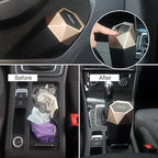 Car Trash Can Bin,Small Garbage Can with Lid,Automotive Cup Holder Mini Cars Trashcan,Portable Cute Cars Door Trash Cans,Women Car Dustbin (2Pcs, Gold)