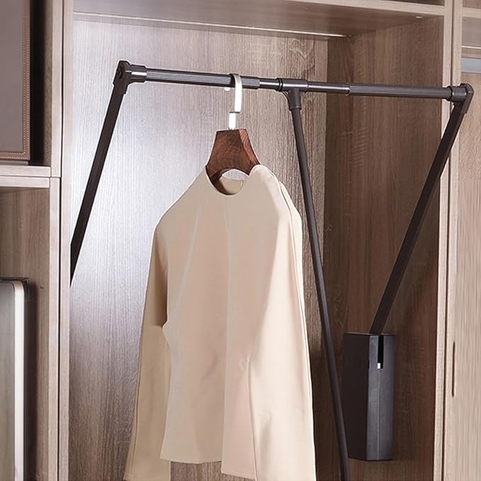 Pull Down Clothes Rail,Extendable Wardrobe Rod,Adjustable Telescopic Lift with Return,Wardrobe and Closet Clothing Storage,Sp