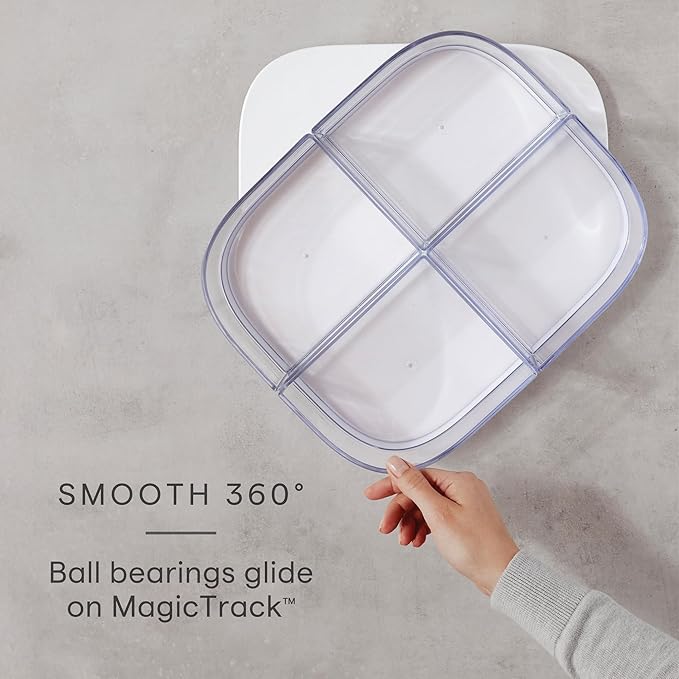 YouCopia MagicTrack Rectangle Lazy Susan Turntable with 4 Clear Storage Bins: Rotating Cabinet Organizer for Kitchen or Bathr