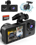 Dash Camera for Cars,4K Full UHD Car Camera Front Rear with 32GB Card,Built-in Super Night Vision,2.0'' IPS Screen,170°Wide A
