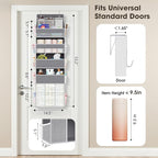 WISELIFE 5-Tier Over the Door Organizer for Hanging - 50LB Heavy-Duty Back of Door Organizer with 5 Spacious Pockets & 13 Mes