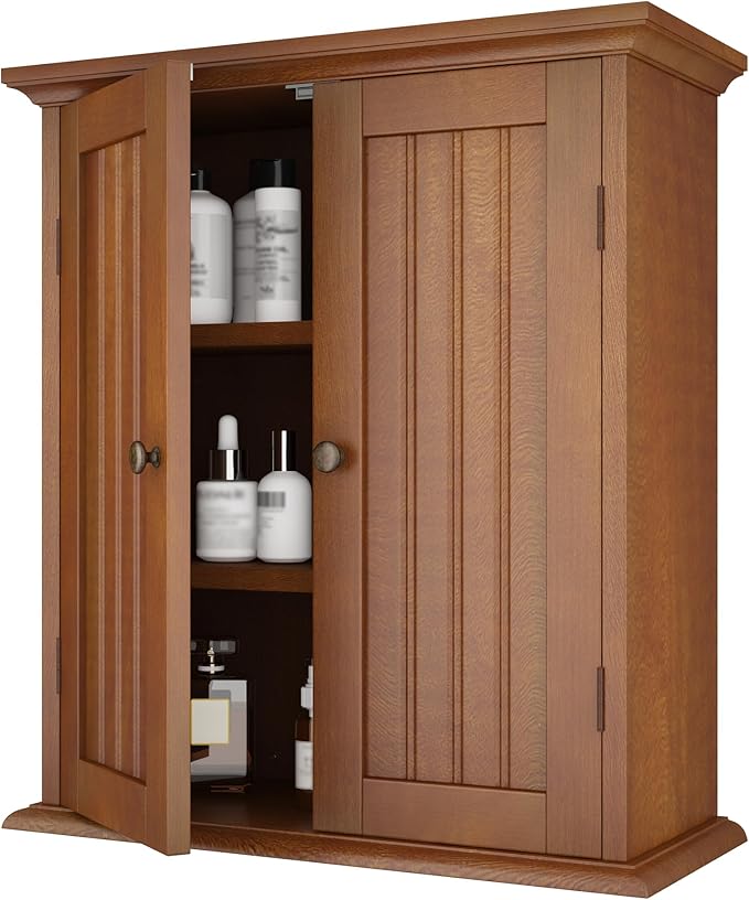 ChooChoo Bathroom Wall Cabinet, Over The Toilet Space Saver Storage Cabinet, Medicine Cabinet with 2 Door and Adjustable Shel