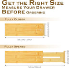4 Pcs Deep Bamboo Drawer Dividers, Deep Kitchen Dresser Drawer Organizer with Spring Loaded for Clothes, Adjustable Expandabl