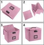 Pink Fire Proof File Box for Documents - Portable Fireproof Document Organizer Box with Handle Waterproof Safe Locking Folder