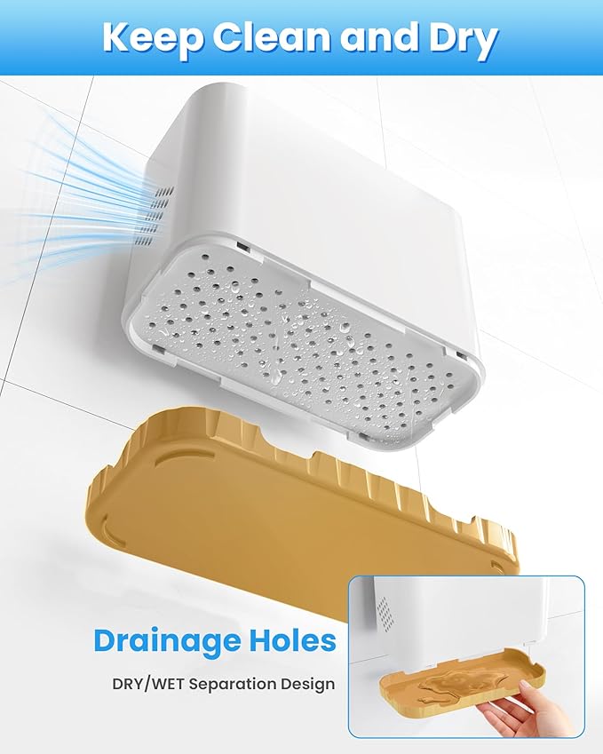 Toothbrush and Toothpaste Holders for Bathrooms Countertop - Detachable 5 Slots Kids Electric Toothbrush Holders Set Wall Mou